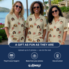 Friends in matching Women's Poinsettia Pop Custom Face Hawaiian Shirt — a group gift photo