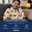 Friends in matching Men's Poinsettia Pop Custom Cat Face Polo Shirt — a group gift photo