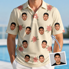 Man wearing Men's Poinsettia Pop Custom Face Polo Shirt — custom faces printed all-over