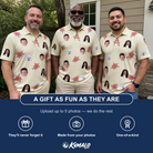 Friends in matching Men's Poinsettia Pop Custom Face Polo Shirt — a group gift photo