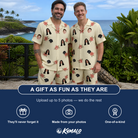Friends in matching Men's Poinsettia Pop Custom Face Shirt & Shorts Set — a group gift photo