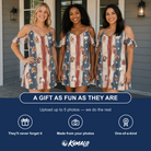 Friends in matching Women's Wrapped Wonders Custom Face Off-Shoulder Dress — a group gift photo