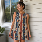 Real-life photo of someone wearing Women's Wrapped Wonders Custom Face Tank Dress — custom faces printed all-over
