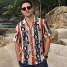 Real-life photo of someone wearing Men's Wrapped Wonders Custom Face Hawaiian Shirt — custom faces printed all-over
