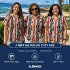 Friends in matching Women's Wrapped Wonders Custom Face Hawaiian Shirt — a group gift photo