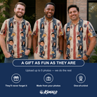 Friends in matching Men's Wrapped Wonders Custom Face Polo Shirt — a group gift photo