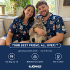 Friends in matching Men's Snowman Shenanigans Custom Cat Face Hawaiian Shirt — a group gift photo