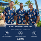 Friends in matching Men's Snowman Shenanigans Custom Face Hawaiian Shirt — a group gift photo