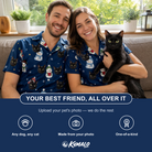 Friends in matching Women's Snowman Shenanigans Custom Cat Face Hawaiian Shirt — a group gift photo
