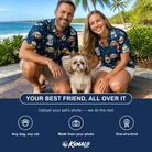 Friends in matching Women's Snowman Shenanigans Custom Dog Face Hawaiian Shirt — a group gift photo