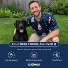 Friends in matching Men's Snowman Shenanigans Custom Dog Face Polo Shirt — a group gift photo