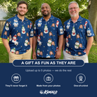 Friends in matching Men's Snowman Shenanigans Custom Face Polo Shirt — a group gift photo