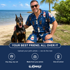 Friends in matching Men's Snowman Shenanigans Custom Dog Face Shirt & Shorts Set — a group gift photo