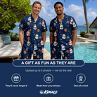 Friends in matching Men's Snowman Shenanigans Custom Face Shirt & Shorts Set — a group gift photo