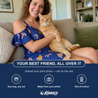 Friends in matching Women's Peppermint Pizzazz Custom Cat Face Off-Shoulder Dress — a group gift photo