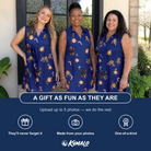Friends in matching Women's Peppermint Pizzazz Custom Face V-Neck Dress — a group gift photo