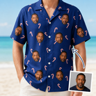 Man wearing Men's Peppermint Pizzazz Custom Face Hawaiian Shirt — custom faces printed all-over