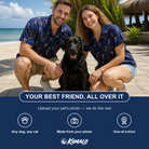 Friends in matching Women's Peppermint Pizzazz Custom Dog Face Hawaiian Shirt — a group gift photo