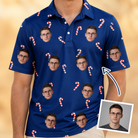 Man wearing Men's Peppermint Pizzazz Custom Face Polo Shirt — custom faces printed all-over