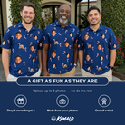 Friends in matching Men's Peppermint Pizzazz Custom Face Polo Shirt — a group gift photo