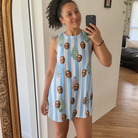 Real-life photo of someone wearing Women's Bauble Ballet Custom Face Tank Dress — custom faces printed all-over