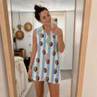 Real-life photo of someone wearing Women's Bauble Ballet Custom Face V-Neck Dress — custom faces printed all-over
