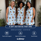 Friends in matching Women's Bauble Ballet Custom Face V-Neck Dress — a group gift photo