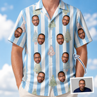 Man wearing Men's Bauble Ballet Custom Face Hawaiian Shirt — custom faces printed all-over