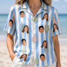 Model wearing Women's Bauble Ballet Custom Face Hawaiian Shirt printed with kids' faces