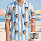 Man wearing Men's Bauble Ballet Custom Face Polo Shirt — custom faces printed all-over
