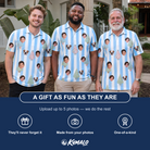 Friends in matching Men's Bauble Ballet Custom Face Polo Shirt — a group gift photo