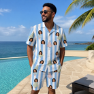 Real-life photo of someone wearing Men's Bauble Ballet Custom Face Shirt & Shorts Set — custom faces printed all-over