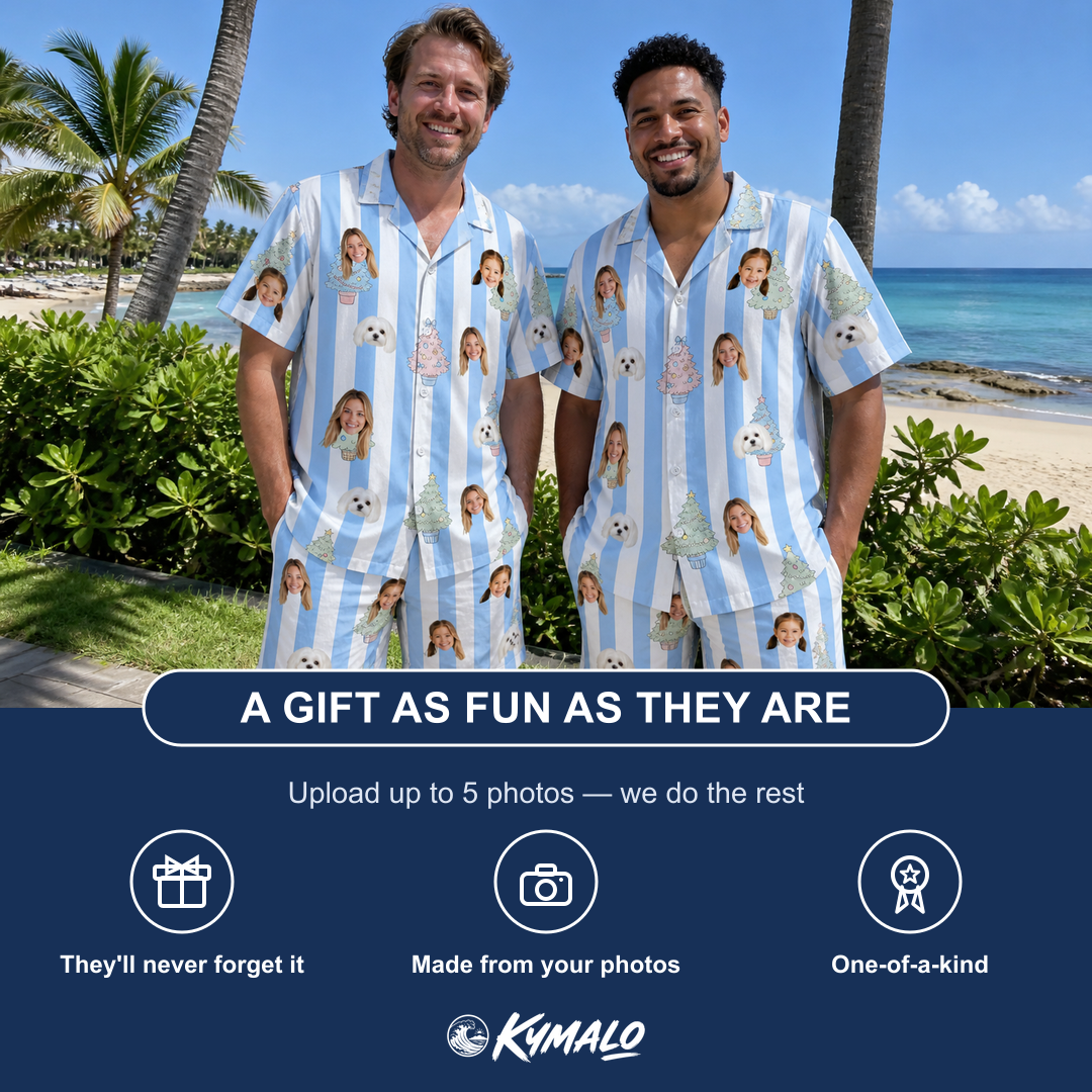 Friends in matching Men's Bauble Ballet Custom Face Shirt & Shorts Set — a group gift photo