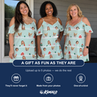 Friends in matching Women's Neon Noel Custom Face Off-Shoulder Dress — a group gift photo