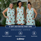 Friends in matching Women's Neon Noel Custom Face V-Neck Dress — a group gift photo