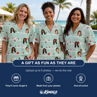 Friends in matching Women's Neon Noel Custom Face Hawaiian Shirt — a group gift photo