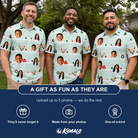 Friends in matching Men's Neon Noel Custom Face Polo Shirt — a group gift photo