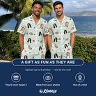 Friends in matching Men's Neon Noel Custom Face Shirt & Shorts Set — a group gift photo