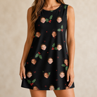 Model wearing Women's Holly Hush Custom Face Tank Dress printed with kids' faces
