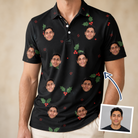 Man wearing Men's Holly Hush Custom Face Polo Shirt — custom faces printed all-over