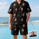 Man wearing Men's Holly Hush Custom Face Shirt & Shorts Set — custom faces printed all-over