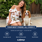 Friends in matching Women's Merry Circuits Custom Dog Face Off-Shoulder Dress — a group gift photo