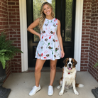 Full-length photo with the pet printed all over this Women's Merry Circuits Custom Dog Face Tank Dress