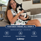 Friends in matching Women's Merry Circuits Custom Cat Face V-Neck Dress — a group gift photo