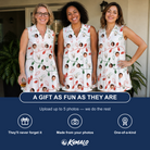 Friends in matching Women's Merry Circuits Custom Face V-Neck Dress — a group gift photo