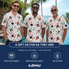 Friends in matching Men's Merry Circuits Custom Face Hawaiian Shirt — a group gift photo