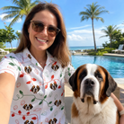 Selfie with the pet whose face is printed all over this Women's Merry Circuits Custom Dog Face Hawaiian Shirt