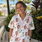 Real-life photo of someone wearing Women's Merry Circuits Custom Face Hawaiian Shirt — custom faces printed all-over