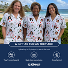 Friends in matching Women's Merry Circuits Custom Face Hawaiian Shirt — a group gift photo