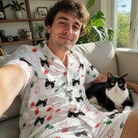 Selfie with the pet whose face is printed all over this Men's Merry Circuits Custom Cat Face Shirt & Shorts Set